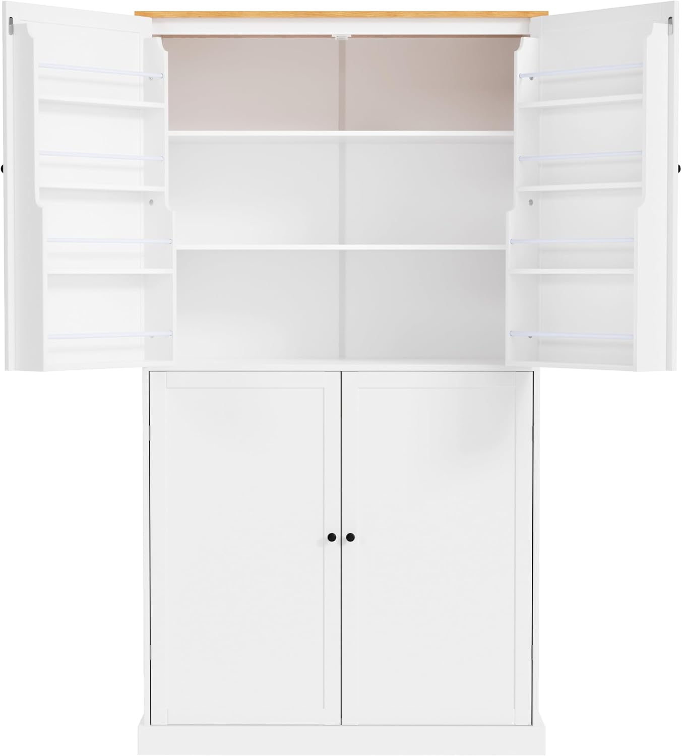 71.3 Inch Tall Freestanding Kitchen Pantry Cabinet, Large Food Storage Cupboard with 2 Drawers, 2 Adjustable Shelves and 8 Door Shelves, Utility Storage Cabinet for Kitchen & Dining Room,White