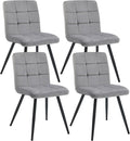 DUHOME Fabric Dining Chairs Set of 4, Black Metal Leg Accent Chairs Grey | Soft fabric upholstered accent chairs, sturdy black metal legs, for living room kitchen vanity reception room