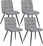 DUHOME Fabric Dining Chairs Set of 4, Black Metal Leg Accent Chairs Grey | Soft fabric upholstered accent chairs, sturdy black metal legs, for living room kitchen vanity reception room