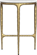 Coaster Home Furnishings - Baldwin - Round Side Table with Marble Top, Hand-Hammered Steel Frame and Two-Tone Design - Living Room - White and Gold - 930081