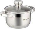 Daniks Standard Stainless Steel Stock Pot with Glass Lid – Induction 2 Quart, Dishwasher Safe, Measuring Scale, For Soup, Pasta, Stew, Silver