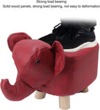 Diydeg Animal Footstool, Cute Elephant Shaped Ottoman Footstool with Soft Padded Cushion and Non Slip Feet, Upholstered Seat for Bedroom, Living Room or Entryway (Red)