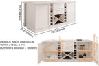 72" Kitchen Island with Storage,White Marble Melamine Cabinet with Drawers, Shelves & Wine Rack for Kitchen or Dining Room