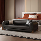 Modern Bed End Stool Leather Sofa Bench Bedroom Clothing Store Cloakroom Bedside Entryway(Black,Medium)