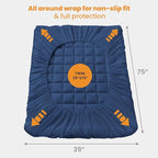 MATBEBY Twin Size Mattress Pad - Cooling Breathable Mattress Topper, Quilted Fitted Mattress Protector, Pillow Top Mattress Cover with 8-21" Deep Pocket, Machine Washable, Navy Blue, 39x75 Inches
