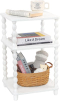 Fultyle End Table, Small Side Table with 3 Tier Open Shelf, Modern Night Stand Bedside Table for Living Room, Bedroom, Office and Small Spaces (White)