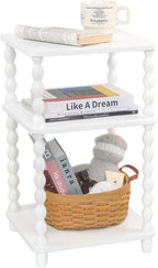 Fultyle End Table, Small Side Table with 3 Tier Open Shelf, Modern Night Stand Bedside Table for Living Room, Bedroom, Office and Small Spaces (White)