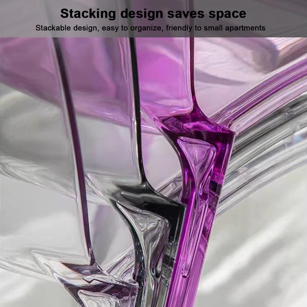 Etlegor Transparent Acrylic Dining Chair, Curved Backrest Kitchen Chairs Ladies Dressing Stool for Kitchen, Dining Room and Home Decor(Clear,2PCS)