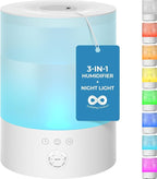 Everlasting Comfort Top Fill Humidifiers for Bedroom, 2.5L - Leakproof, Essential Oil Diffuser, Lights, Timer, Quiet Ultrasonic Cool Mist Humidifier, Easy to Fill & Clean, Auto Shut-Off, Aromatherapy