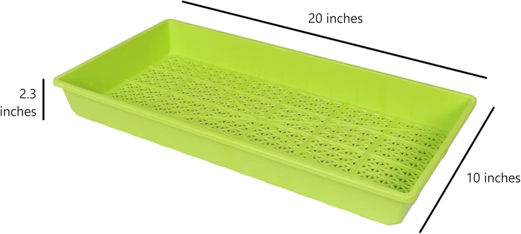 SUNPACK 10" x 20" Heavy Duty Mesh Plastic Seed Starting Tray, Lime Green, 2.3" (Pack of 10) - Ensures Water Drainage and Aeration, Perfect for Greenhouses or Indoor Gardening