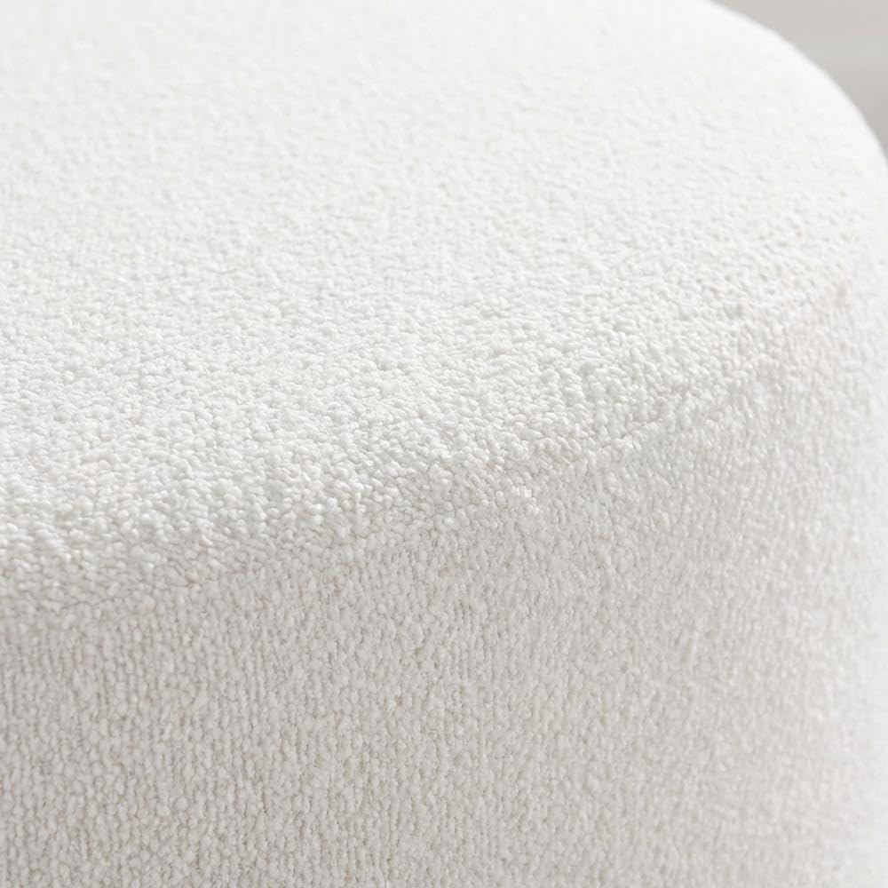 Brown Round Boucle Upholstered Ottoman, 38-Inch Diameter, Cushioned Top, Durable Fabric, Stylish Outdoor Furniture, Ideal for Patio Lounge
