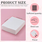 400 Sheets Nail Dust Collector Filter Paper Disposable Nail Dust Suction Collector Filters Nail Paper Sheets Portable Dust Collector Filter for Nail Salon Spa Tech Nail Supplies Accessories