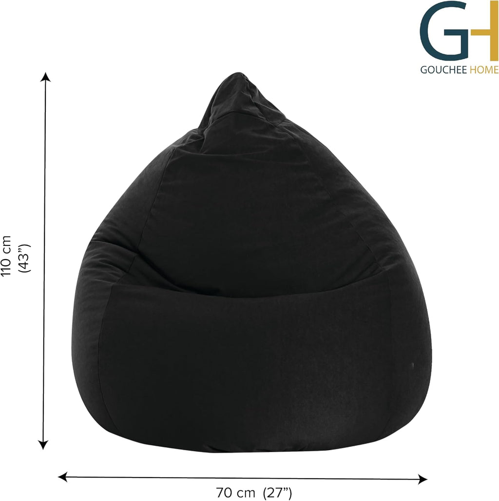 Gouchee Home Easy Collection Bean Bag Chair for Kids and Adults - Ink - Beanbag Couch for Indoor Living Spaces - Cozy Chair, Stylish, and Comfy Lazy Sofa Chair for Reading, Gaming, and More