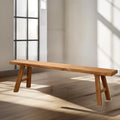 Farmhouse Solid Elm Wood Bench - Handcrafted Asian Rustic Entryway Bench for Living Room, Dining, Bedroom, 9 Sizes (Natural Finish) (160 * 26 * 45cm/63 * 10.2 * 17.7in)