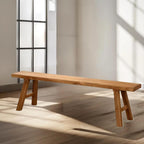 Farmhouse Solid Elm Wood Bench - Handcrafted Asian Rustic Entryway Bench for Living Room, Dining, Bedroom, 9 Sizes (Natural Finish) (160 * 26 * 45cm/63 * 10.2 * 17.7in)