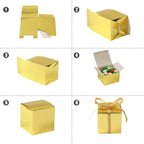 COTOPHER 100pcs Small Gift Boxes, Favor Boxes 2x2x2 inches Paper Gift Boxes with Ribbons Candy Box for Wedding Favors Baby Shower Bridal Shower Birthday Party (100pcs 2x2x2, Gold)