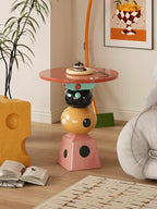 Colorful Stacked Side Table – Modern Memphis Style Geometric Accent Table, Playful Multi-Color Shapes for Bright Living Room Design