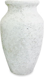 roro Handmade 7.5 Inch Rustic Farmhouse White Textured Ceramic Prunus Vase – Classic Decorative Flower Vase for Home, Office, or Shelf Centerpiece