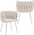 Velvet Dining Chairs Set of 2, Upholstered Dining Room Chairs with Metal Legs, Sillas de Comedor Modernas 2, Modern Kitchen Chairs for Dining Room, Living Room, Kitchen, Bedroom, Beige