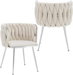 Velvet Dining Chairs Set of 2, Upholstered Dining Room Chairs with Metal Legs, Sillas de Comedor Modernas 2, Modern Kitchen Chairs for Dining Room, Living Room, Kitchen, Bedroom, Beige