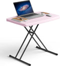 30 Inch Folding Table, Adjustable Height TV Tray for Small Spaces, Heavy Duty Foldable Utility Table for Laptop, Dining, Camping, No Assembly, 200 lbs Capacity, Pink Granite