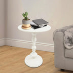 Small Round Side Table - Retro Metal Pedestal End Table for Living Room, Bedroom, Sofa & Small Spaces, 15.7'' ×20.5'' (White)