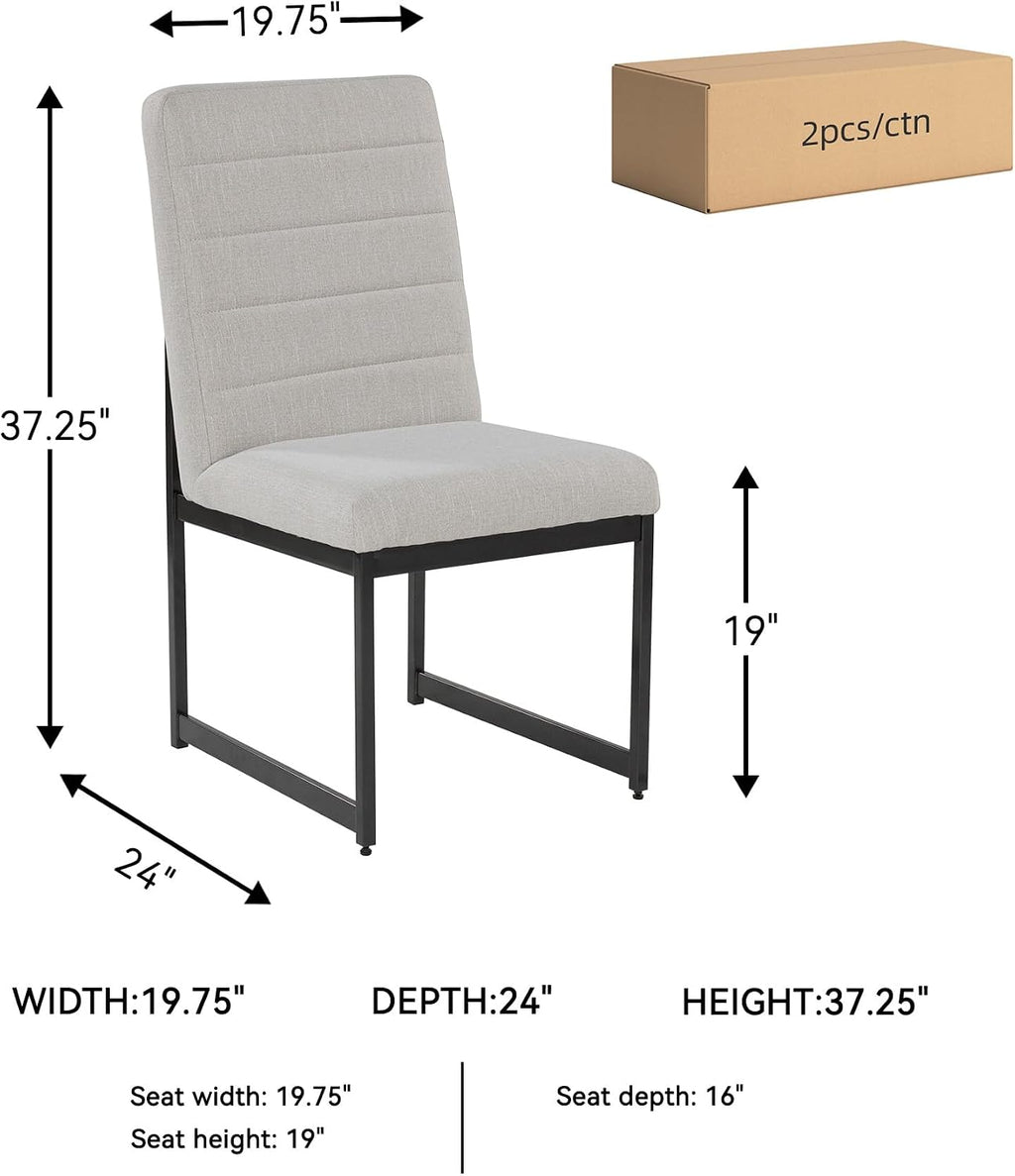 Signature Design by Ashley Tomtyn Dining Chair, Set of 2, Cushioned Polyester Side Chairs with Sturdy Metal Frame, Modern Urban Style for Kitchen or Dining Room, Light Beige & Gunmetal Gray