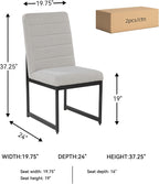 Signature Design by Ashley Tomtyn Dining Chair, Set of 2, Cushioned Polyester Side Chairs with Sturdy Metal Frame, Modern Urban Style for Kitchen or Dining Room, Light Beige & Gunmetal Gray