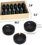 Set of 12 3 inch Black Floating Candles Large Unscented Dripless Water Wax Halloween Candles for Vases, Centerpieces at Wedding, Party, Pool, Halloween Holidays - 10 Hour Burning