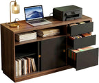 ModernMate 60" File Cabinet with 3 Drawer, Large Storage Sideboard, Filing Cabinet with Built-in Outlet and Adjustable Shelf for Living Room Study Home Office, 15.4" D x 60.2" W x 31.5" H