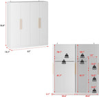 AGOTENI Armoire Wardrobe Closet with 4 Doors & 2 Hanging Rods, Wooden Clothing Storage Cabinet with Shelves for Bedroom, White, 19.7" D x 63" W x 70.9" H