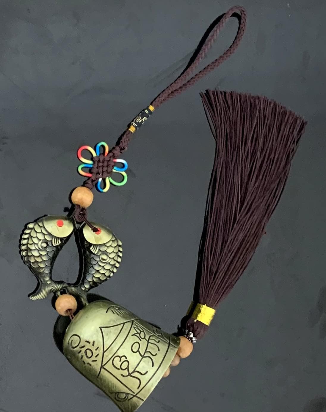 Betterdecor Traditional Lucky Feng Shui Wind Chime Bell Hanging Ornament Decoration for Protection Success Peace and Wealth (Double Carps)
