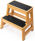 StrongTek Wood 2 Step Stool for Adults, 17.5 in, 500 lb, Non-Slip | Wide Non-Slip Treads, 500 lb Capacity, Heavy-Duty, Kitchen, Closet, Bedside and Everyday Home Reach
