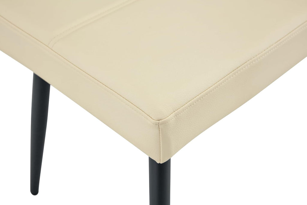 Modern Upholstered Dining Bench for 2-3, Leather Bench with High-Resilience Sponge Cushion, Reinforced Center Beam, Electroplated Arched Metal Legs, Entryway Bedroom Dining Room Bench, Beige