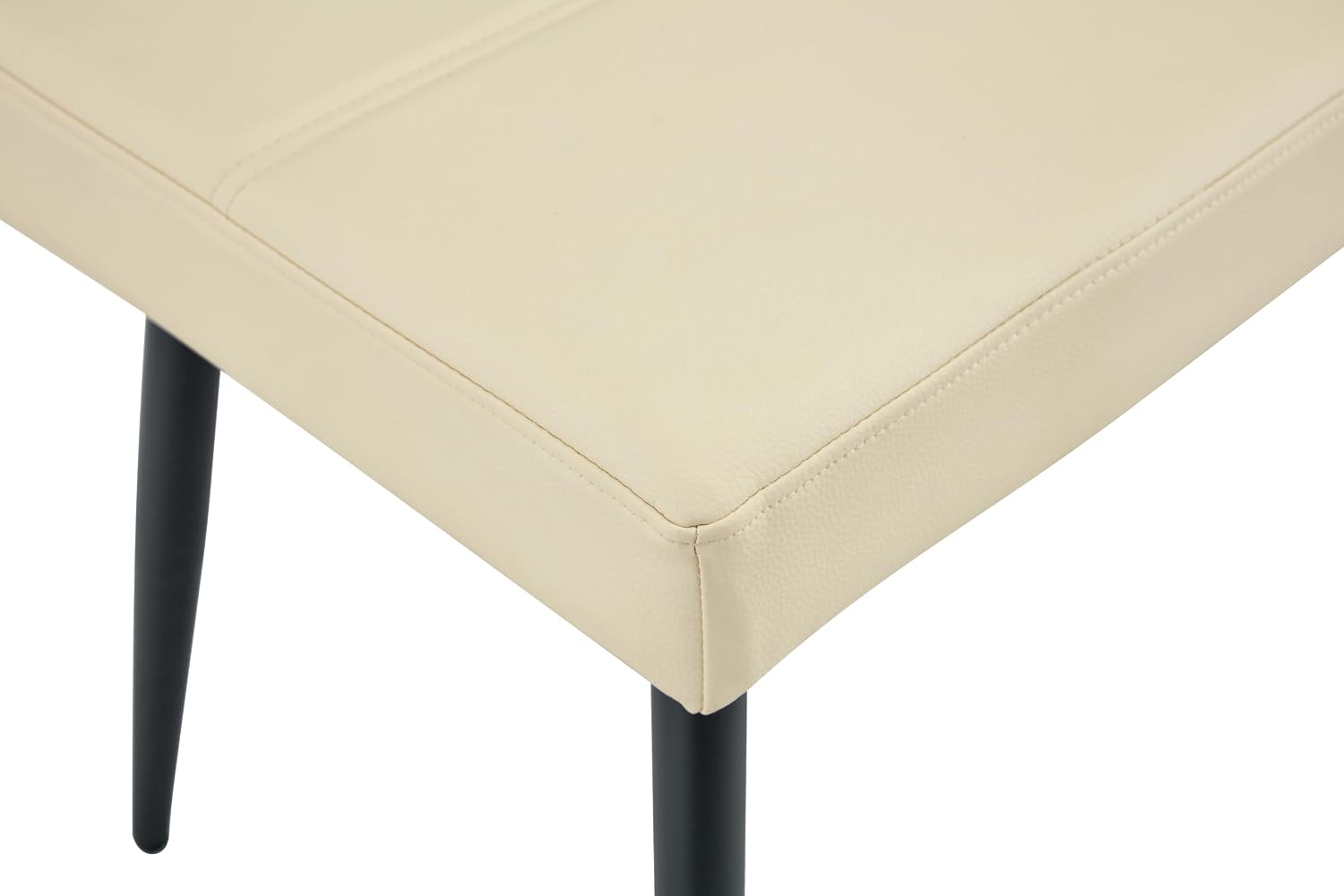 Modern Upholstered Dining Bench for 2-3, Leather Bench with High-Resilience Sponge Cushion, Reinforced Center Beam, Electroplated Arched Metal Legs, Entryway Bedroom Dining Room Bench, Beige