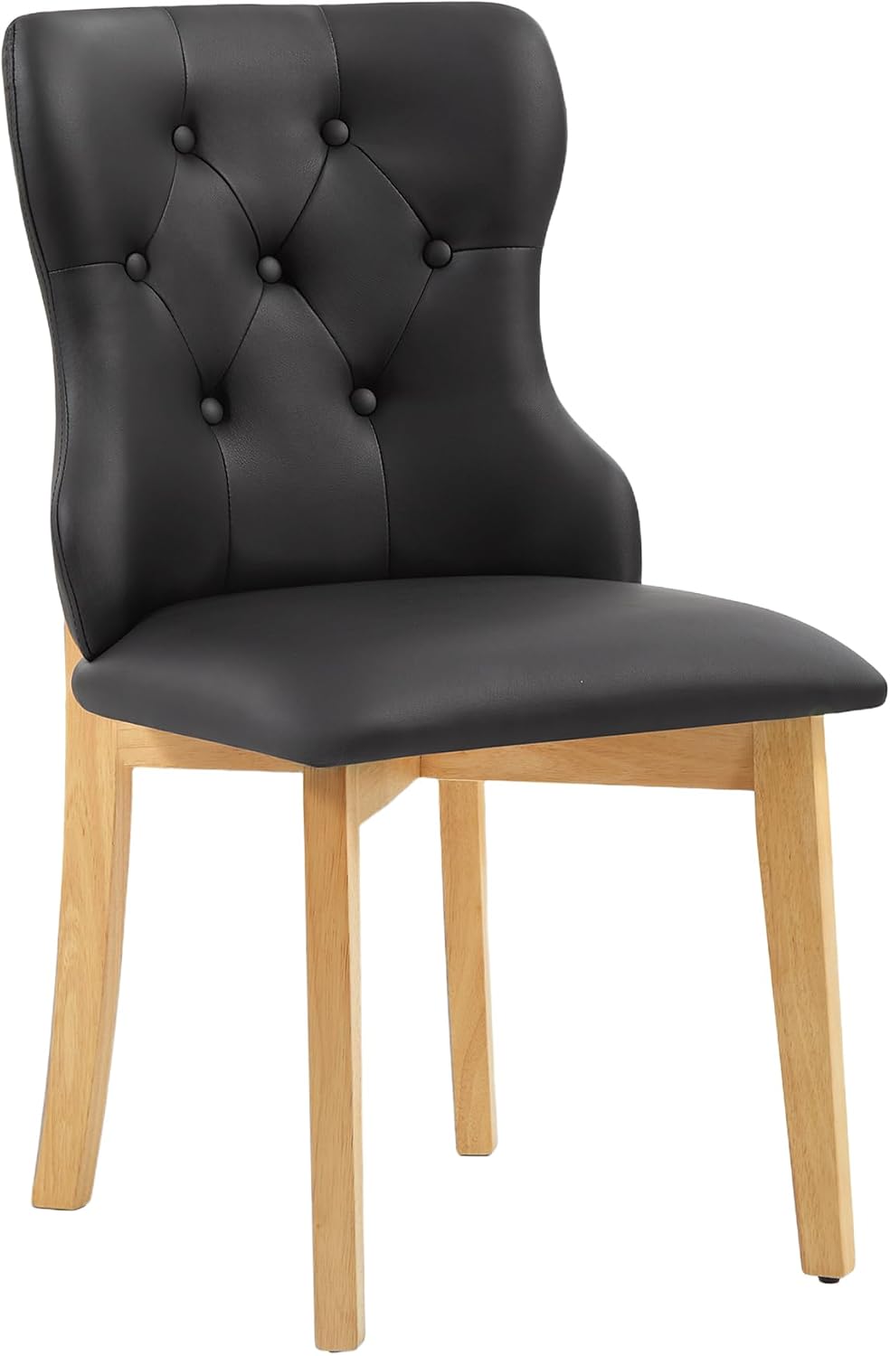 Mid Century Modern Dining Chairs Set of 4 PU Leather Dining Room Chairs High Back Dining Chairs Set for Kitchen, Living Room, Restaurant (Black)