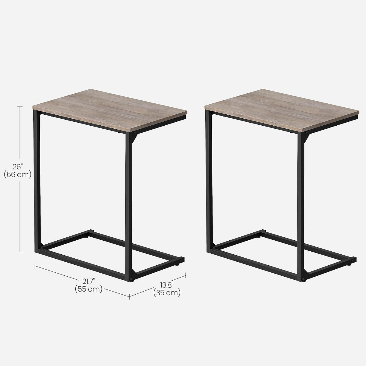 VASAGLE Set of 2 C Shape End Tables, Small Coffee Tables for Couch Or Sofa, Industrial Side Tables in Living Room, Bedroom, 13.8 x 21.7 x 26 Inches, Greige and Classic Black UZH2504036