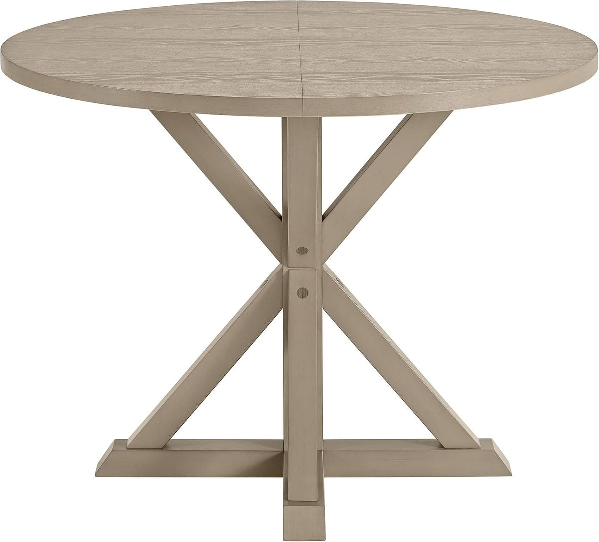 ROME + OAK Spier Modern Dining Table, 40-Inch Round Tabletop with Sturdy Pedestal Base, Rustic Beige - Retro Style Furniture Piece for Homes