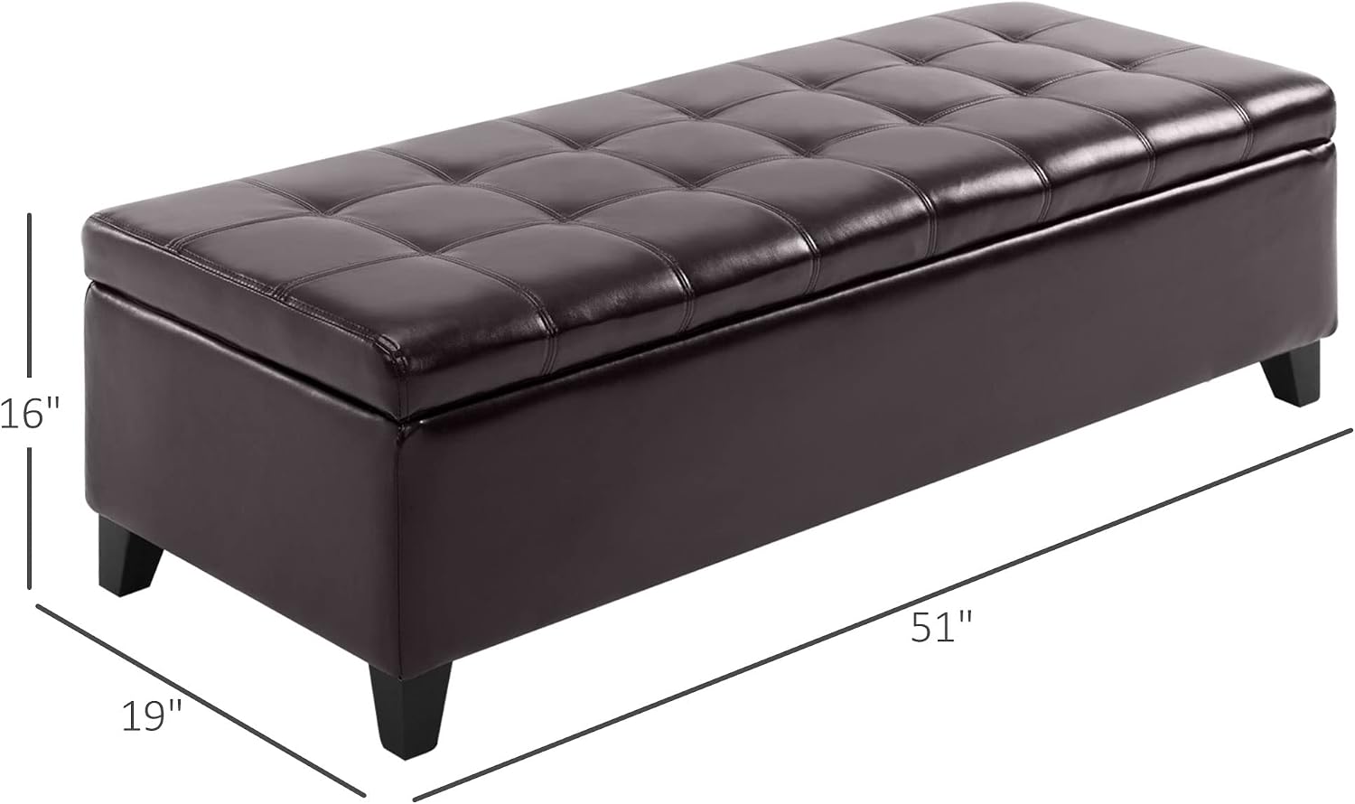 Versatile Storage Ottoman with Upholstered Soft-Touch Fabric Top and Sturdy Wood Frame for Living Room or Bedroom Use