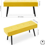 Upholstered Bench for Bedroom End of Bed, 40-inch Entryway Bench for Living Room, Dining Bench with Padded Seat and Metal Legs for Kitchen Bedroom,Indoor and Hallway (Yellow Velvet Bench)