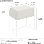 Vanity Stool Chair, Soft Ottoman with Clear Acrylic Legs, Modern Padded Seat Footstool for Entryway, Hallways, Bedrooms and Living Room (White)