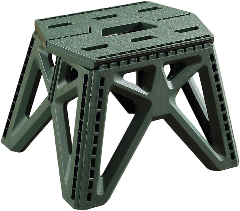 Folding Stool, Sturdy Plastic Construction with 260lbs Capacity, Portable Seat with Handle for Camping, Fishing, Office and Home Use(Grey)