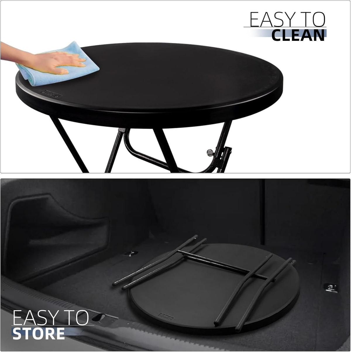 Byliable 32in Cocktail Folding Table, Round High Top Bar Table, Black | Portable Foldable Design with Removable Legs, Two Folding Methods, HDPE Tabletop, Indoor Outdoor for Parties, Patio, Events