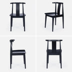 EYYTHUNG Wood Dining Chairs Set of 2, Farmhouse Kitchen Chairs with Curved Back, Modern Mid Century Wishbone Dining Chairs for Dining Room, Kitchen, Black