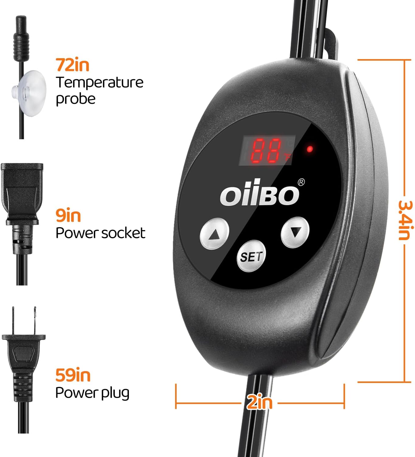 Oiibo Reptile Dimming Thermostat Heat Lamp Temperature Controller, Light Bulb Thermostat with Memory Function, Thermostat for Seed Germination & Heaters