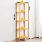 YUFAM 54in Tall Bookshelf 5-Tier Small Narrow Bookcase, Skinny Book Shelf for Small Space, Farmhouse Slim Shelf with Storage, Wood Freestanding Display Thin Bookshelves for Living Room, Natural
