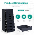 Naomi Home Bianca 9-Drawer Vertical Office File Cabinet - Gray | 9 Spacious Drawers • Tall Vertical Design • Smooth Drawer Operation • Spacious Top Surface • Office Organization