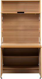 roomfitters 69 Inch Multifunctional Kitchen Pantry Buffet with Foldable Workstation Desk, Natural