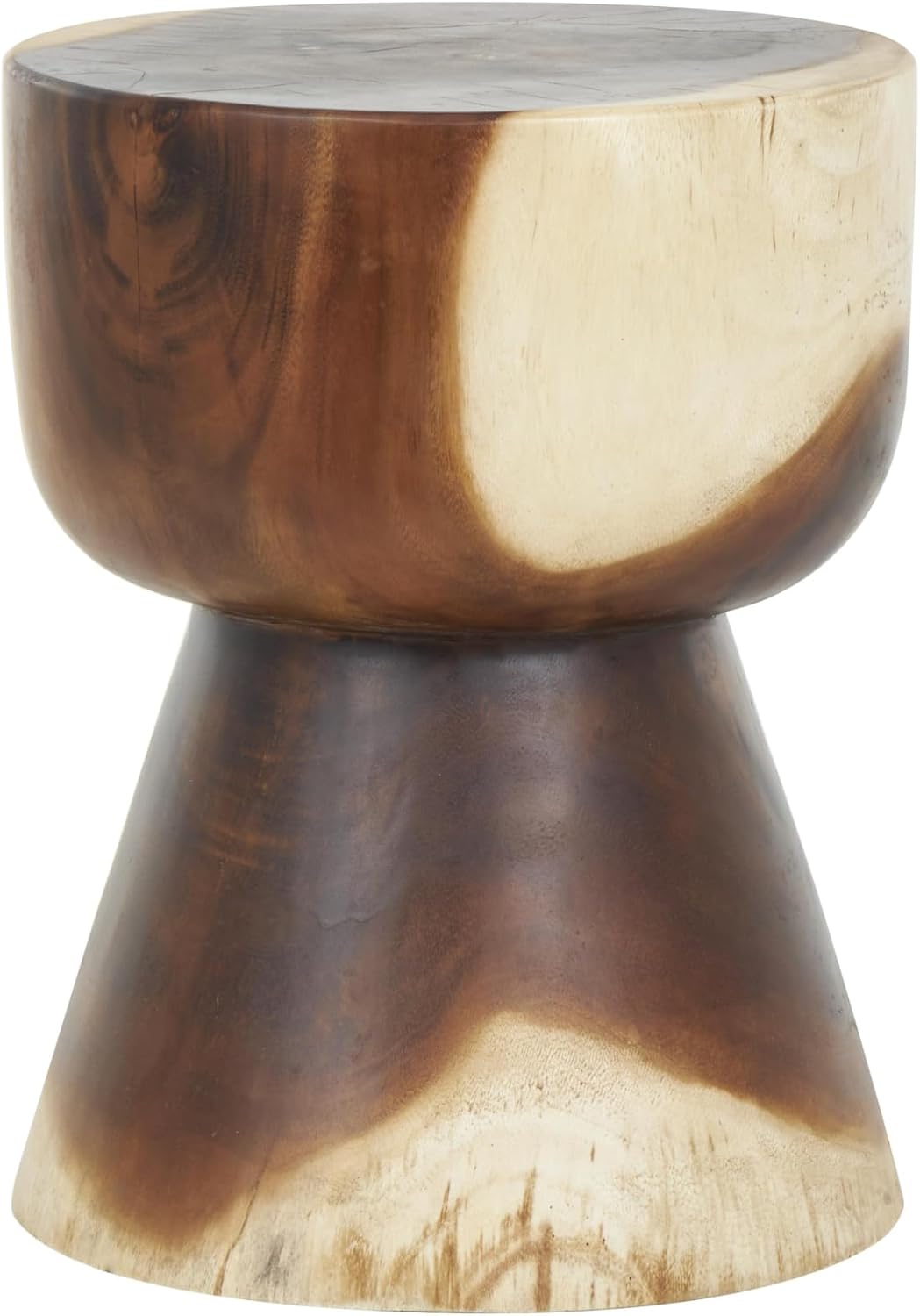 Deco 79 Wood Handmade Side End Accent Table Hourglass End Table with Natural Wood Grain, Side Table 14" x 14" x 18", Brown