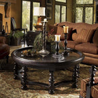 Coffee Table Solid Wood Round Coffee Table Black Retro Coffee Table Home Sofa Side Table Glass Double Layer Low Table Mesa para Centro De Sala